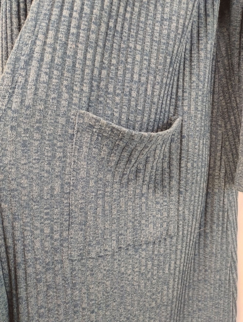 LuLaRoe Savannah Duster Cardigan Blue Ribbed Knit Long Open Front Pocket Size L - Picture 4 of 6